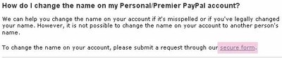 secure form - PayPal account