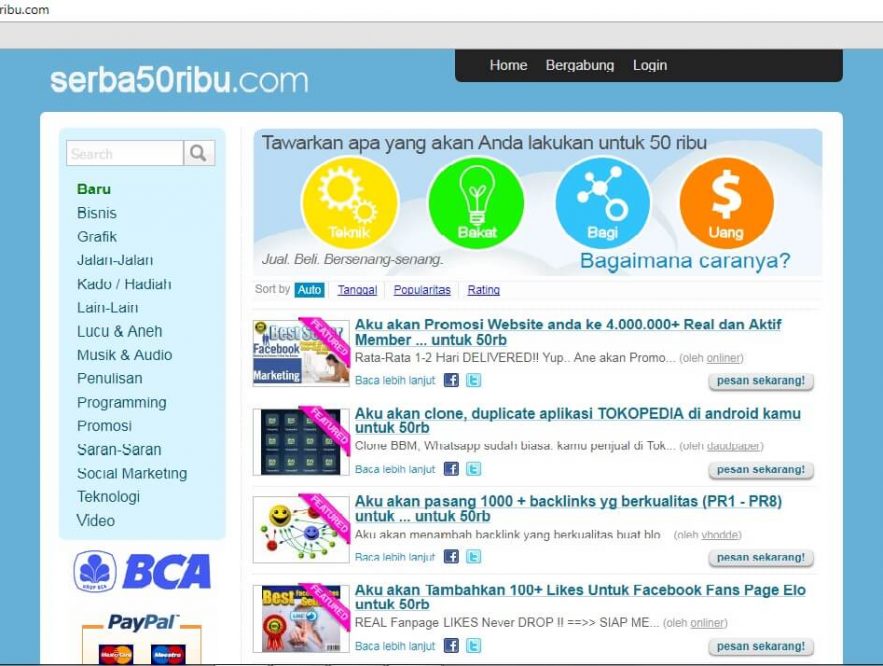 Serba50ribu (www.seba50ribu.com) - Jenis-jenis Pekerjaan Online dan Situs Penyedia Lowongannya - carinafkahdarirumah.blogspot.com Serba50ribu (www.seba50ribu.com) - Jenis-jenis Pekerjaan Online dan Situs Penyedia Lowongannya - carinafkahdarirumah.blogspot.com